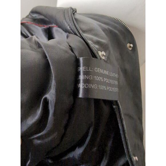 Leather biker rocker punk ribbed buckle moto jacket - Picture 10 of 10